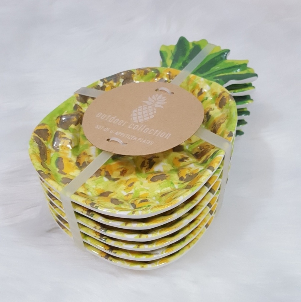Pineapple Appetizer Plates Melamine Set of 6